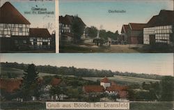 Greetings aus Bördel - Gasthaus von Fr. Eberhardt, Dorfstraße Postcard