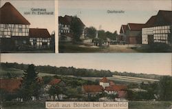 Greetings - Bördel, Dorfstraße, Gasthaus von Fr. Eberhardt Postcard