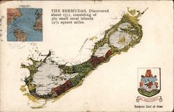 Map of Bermuda, Coat of Arms Postcard Postcard Postcard