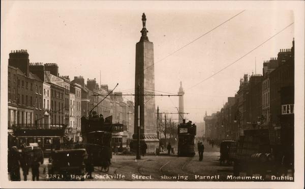 Upper Sackville Street Showing Parnell Monument Dublin Ireland