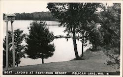 Boat Landing at Resthaven Resort Postcard