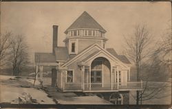 Victorian house on lake or river Postcard
