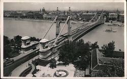 View of the Danube with the Elisabeth Bridge Budapest, Hungary Postcard Postcard Postcard