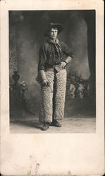 Studio Photo Cowboy with Wooly Chaps Postcard