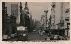 Bourke Street looking towards Parliament house. Melbourne, Australia Postcard Postcard Postcard