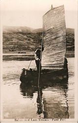 Totora Reed Boat on Lake Titicaca Puno, Peru Postcard Postcard Postcard