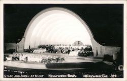 Stage and Shell at Night Hollywood Bowl California Postcard Postcard Postcard