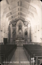 Interior Del Templo - Matamoros Cathedral Mexico Postcard Postcard Postcard