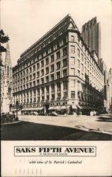 Saks Fifth Avenue at Rockefeller Center, View of St. Patrick's Cathedral Postcard