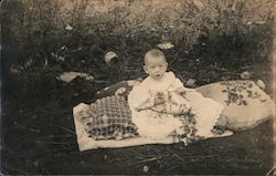 Little J.C. Posing on a Blanket Holding Tree Branch Trenton, TX Postcard Postcard Postcard