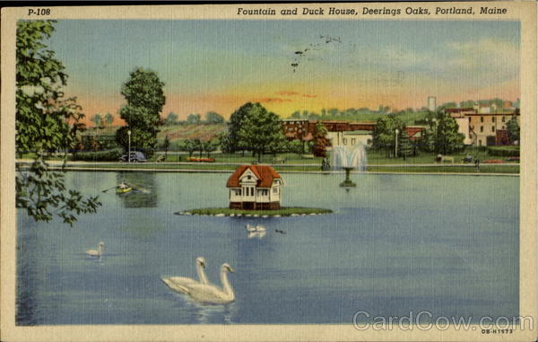 Fountain And Duck House, Deerings Oaks Portland Maine