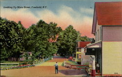 Looking Up Main Street Freehold, NY Postcard Postcard