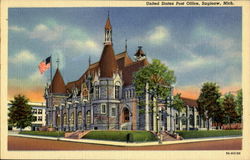 United States Post Office Saginaw, MI Postcard Postcard
