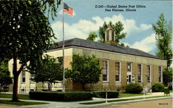 United States Post Office Des Plaines, IL Postcard Postcard