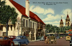 Post Office And Ponce De Leon Hotel Towers St. Augustine, FL Postcard Postcard