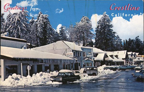 Street Scene Crestline, CA Postcard