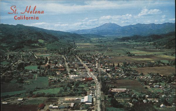 St. Helena, California Located in a Valley of Famous Vineyards. Mt. St. Helena Shows In the Distance