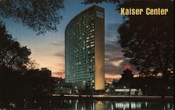 Night View of the Kaiser Center and Lake Merritt Postcard