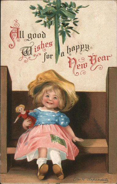 All Good Wishes for a Happy New Year - Child Holding Doll