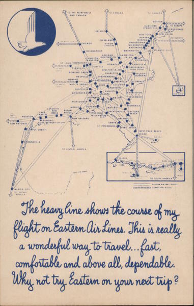 Eastern Air Lines Route Map Airline Advertising
