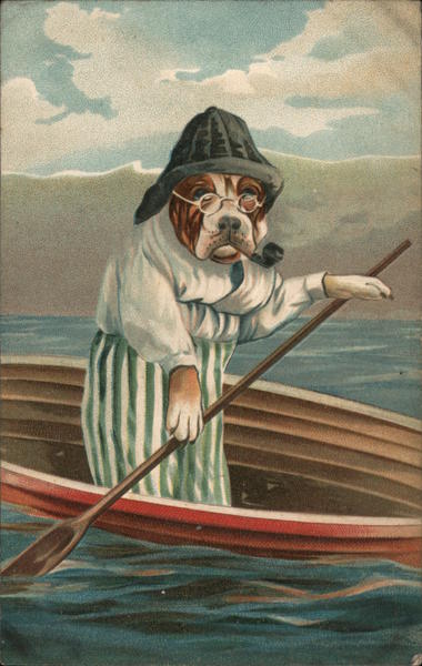 A detective dog in a boat Dogs