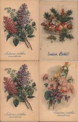 Lot of 4: Flowers from Yugoslavia Postcard