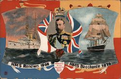 HMS Renown 1905 HMS Bacchante 1879 Postcard