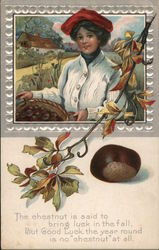 The chestnut is said to bring luck in the fall, but Good Luck the year round is no "chestnut" at all Postcard