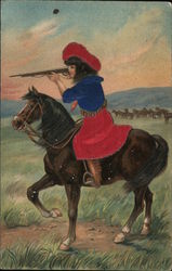 Girl in a horse with a gun Postcard