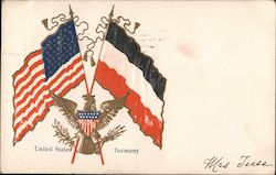 Flags of United States and Germany Postcard