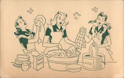 A Girl Scout Camp Post Card Girls Doing Dishes Postcard
