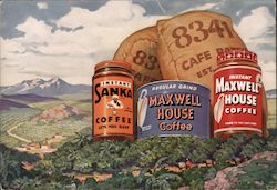 The World's Most Famous Coffees Sanka, Maxwell House Postcard