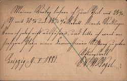 Calligraphic handwritten correspondence dated August 8, 1889 Postcard