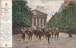 American soldiers marching in Paris for French Independence Day Postcard