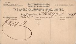 The Anglo-Californian Bank, Limited. San Francisco, CA Postcard Postcard Postcard
