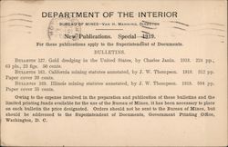Department of the Interior Bureau of Mines - Van H Manning, Director Postcard