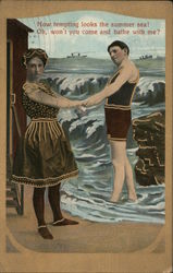 How tempting looks the summer sea! Oh, wont you come and bathe with me Germany Swimming Postcard Postcard Postcard