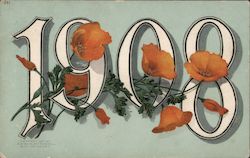 1908- Orange Flowers Postcard