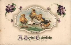 A Joyful Eastertide With Chicks Postcard Postcard Postcard