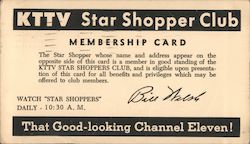 KTTV Star Shopper Club Membership Card Postcard