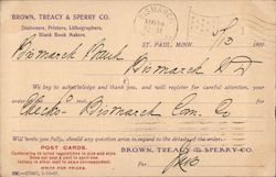 Order receipt from Brown, Treacy & Sperry Co. St. Paul, MN Postcard Postcard Postcard