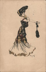 Glamour Woman with Purse Postcard