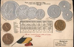 Post-card with national flag, to give information about international coinage. Postcard