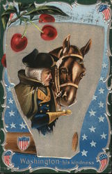 George Washington-his kindness, Horse, Stars and Cherries Postcard