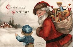 Christmas Greetings Santa Claus Ellen Clapsaddle Postcard Postcard Postcard