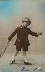 Bonne Annee Tennis Postcard Postcard Postcard