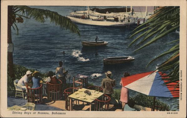 Diving Boys at Nassau Bahamas Caribbean Islands