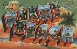 Greetings From Miami Beach Fla. Florida Postcard Postcard Postcard