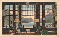 Lobby, Prince of Wales Hotel, Waterton Lakes National Park Alberta Canada Misc. Canada Postcard Postcard Postcard