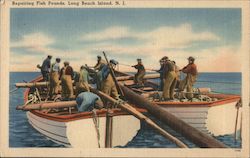 Repairing Fish Pounds Long Beach, NJ Postcard Postcard Postcard